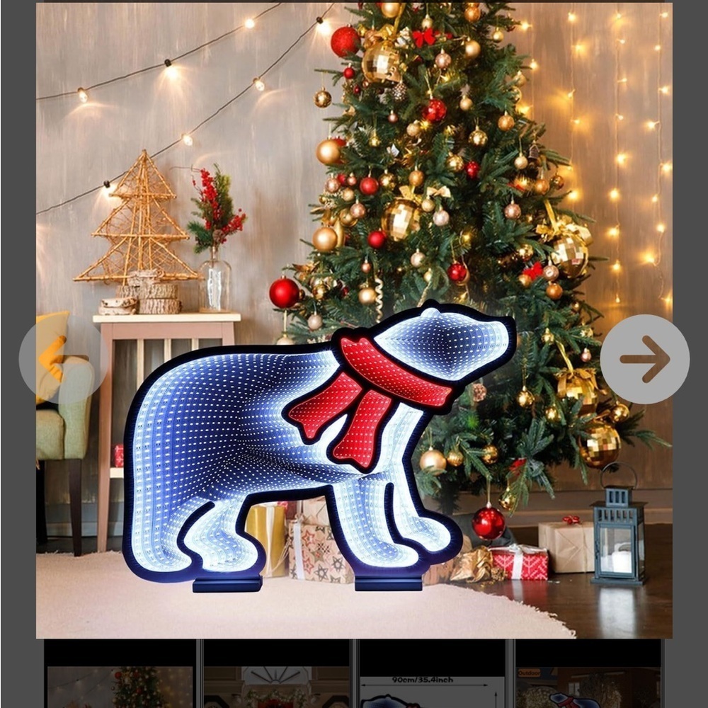 Festive Polar Bear Light with Red Scarf